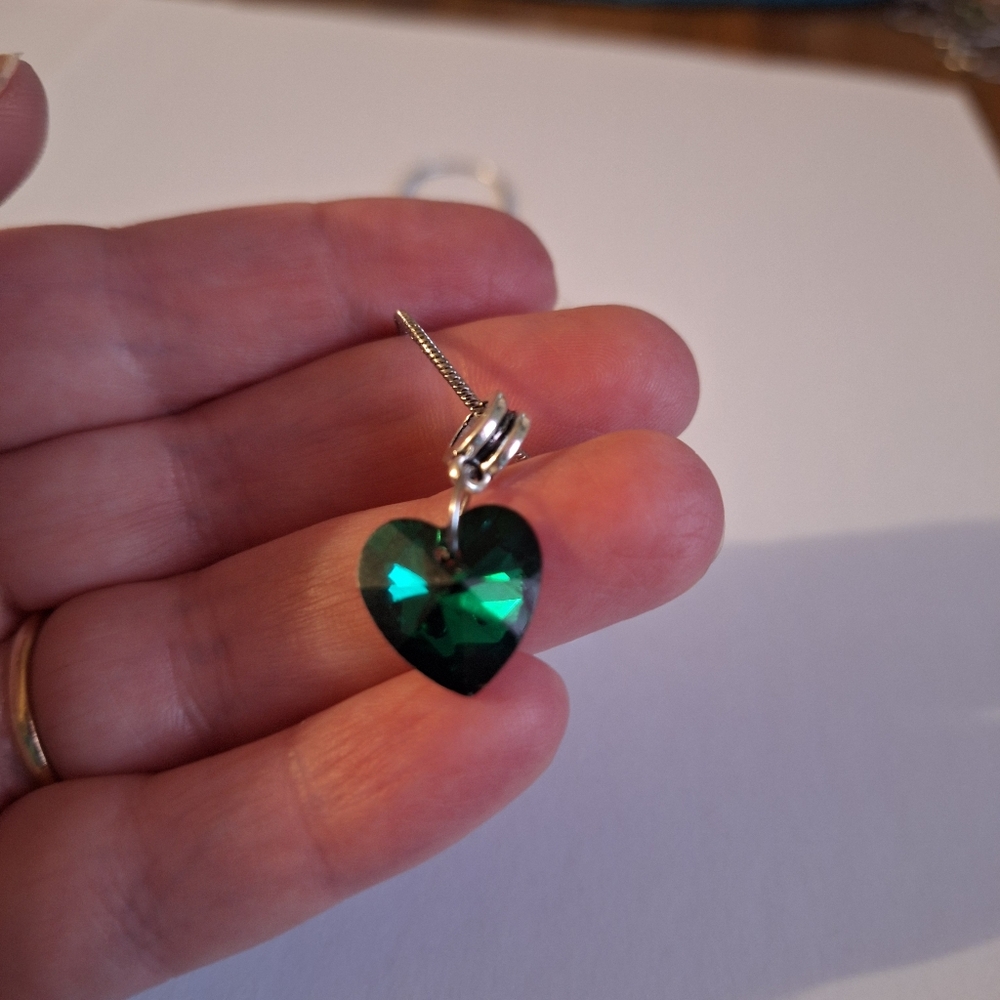 Green emerald heart necklace